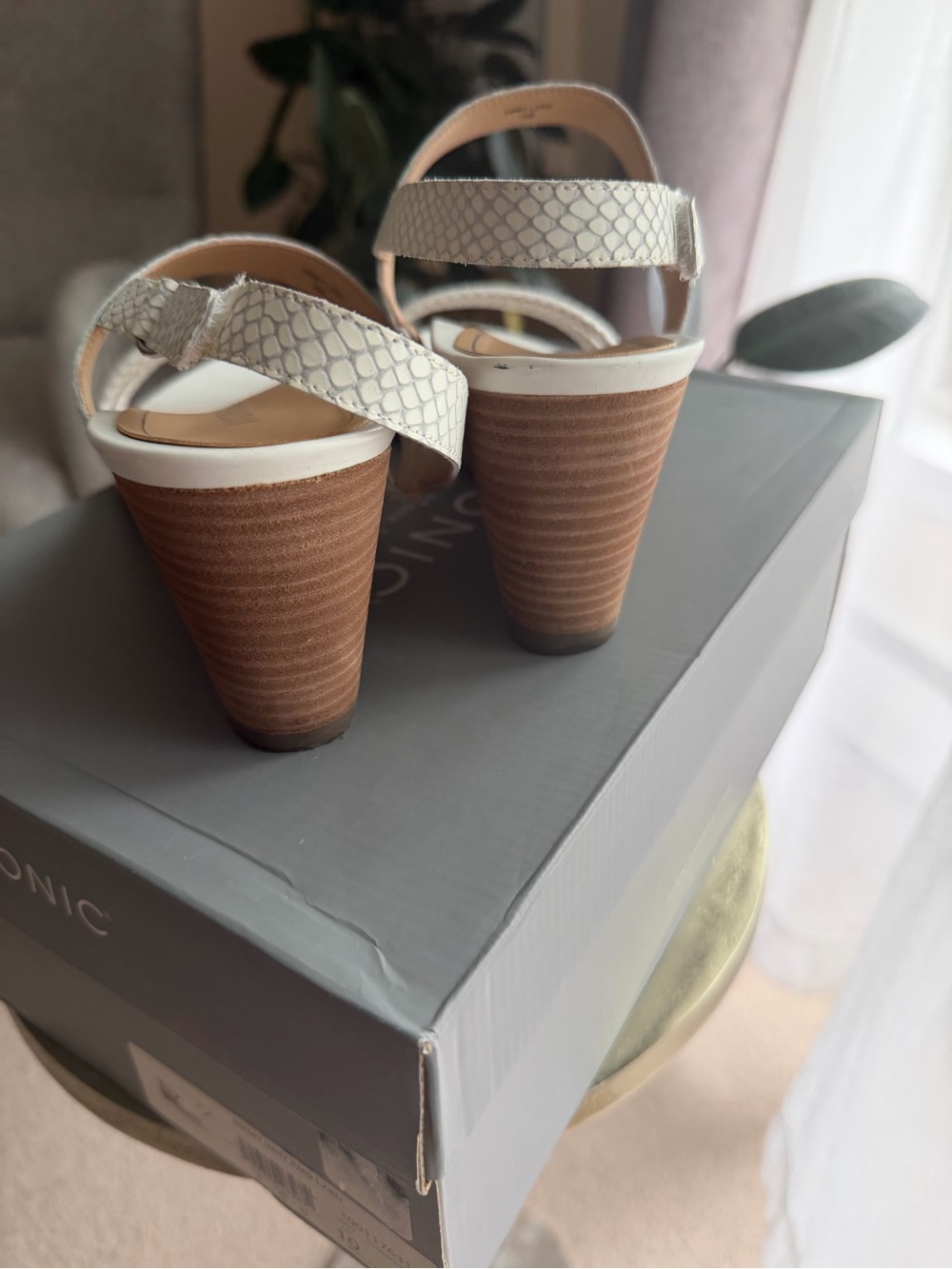 Vionic White Braided-Strap Heeled Sandals - Picture 4 of 8